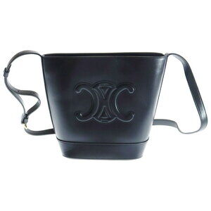 Celine Bucket Cuir Triomphe Shoulder Bag Black Leather